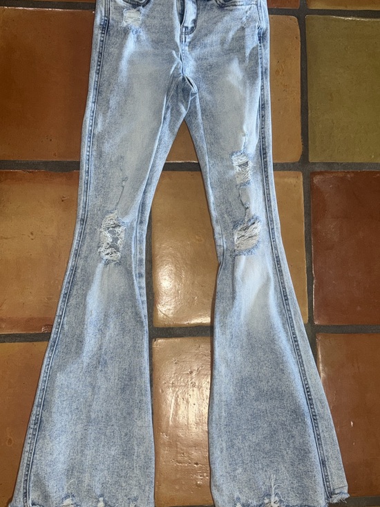 Flying Monkey Denim - Flying Monkey Light Wash Distressed Wide Leg Jeans